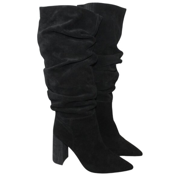 Jeffrey Campbell women's boots size 9 black suede pointed toe slouchy heels - Picture 1 of 8
